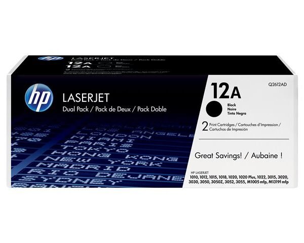 Pack 2 cartucho de tóner HP 12A - Q2612AD - Negro - LaserJet